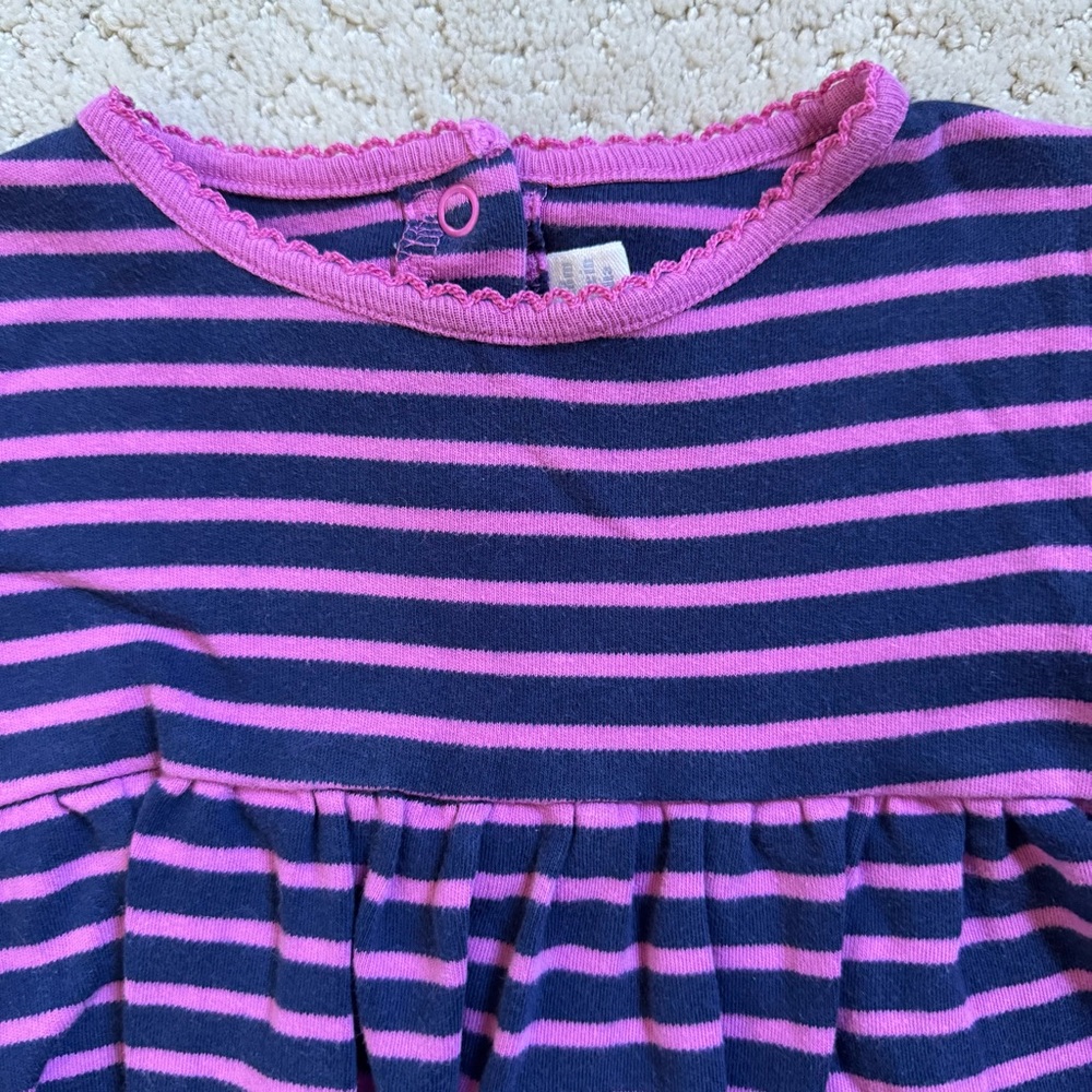 JoJo Maman Bebe Pink and Blue Striped Dress Long Sleeve - Picture 5 of 8